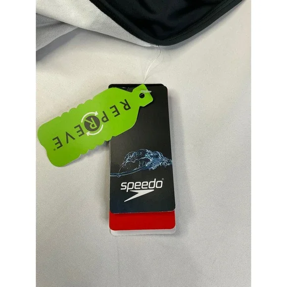 Speedo Womens One Piece Swimsuit Black White Colorblock X-Back Size 10/36 NEW - Picture 7 of 8